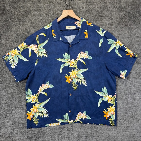 Tommy Bahama Other - Tommy Bahama Silk Camp Shirt Floral Hawaiian Blue Mens XXL